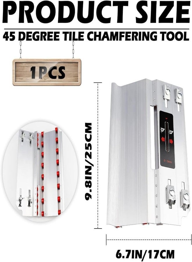 ARUDIP إطار قطع بزاوية 45 درجة من ARUDIP | أداة تشذيب حواف البلاط لقطع السيراميك والحجر والرخام والجرانيت والبلاط وقاطع الخشب | قاطع تشذيب حواف البلاط من سبائك الألومنيوم | - Image 2